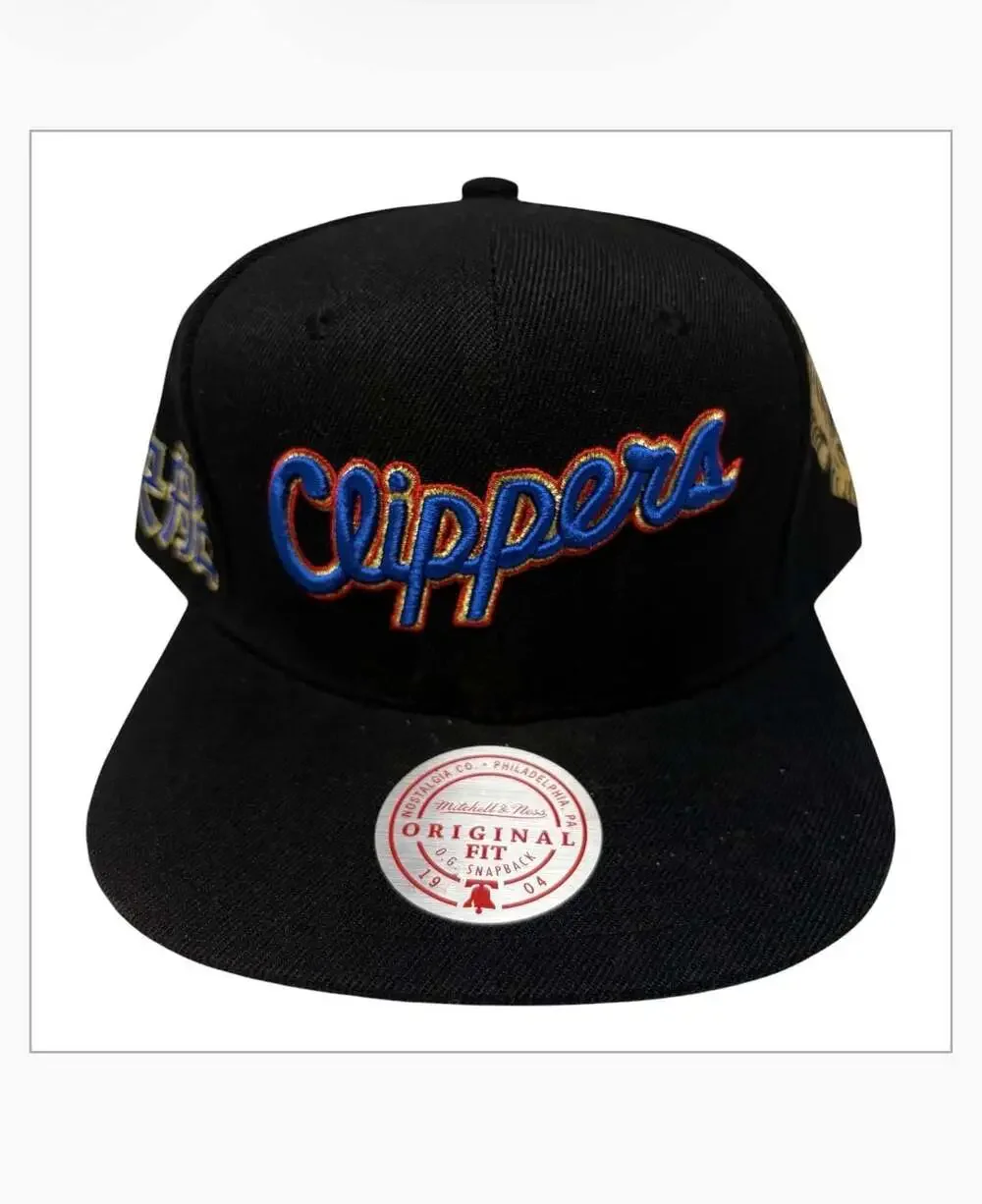Mitchell & Ness Los Angeles LA Clippers Water Tiger Snapback Cap Hat Black